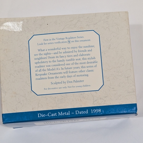 1998 Hallmark "1931 Ford Model A Roadster" Keepsake Ornament NIB, Die Cast Car - Picture 9 of 10